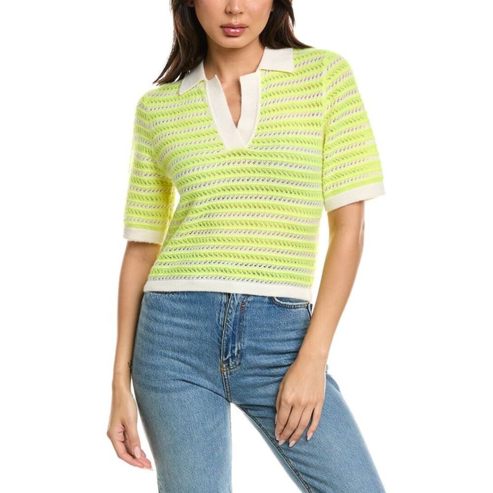 Brodie Cashmere Womens  Suzie Stitch 100% Cashmere Polo 100% Cashmere Sweater,